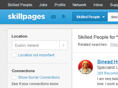 SkillPages New Navigation alert icons arrow bell blue checkbox clean dropdown envelope form menu navigation skillpages social connections
