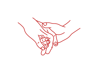One Day at a Time design drawing hands holding hands illustration line art red