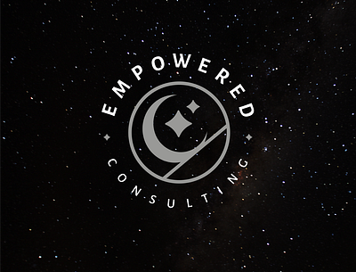 Empowered Consulting branding celestial consulting counseling empowered graphic graphic design logo moon night seal sky stars therapy