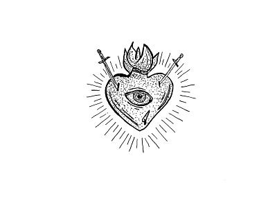 drawing for Love Burn drawing eye fire heart illustration illustration art ink ink art ink drawing sword