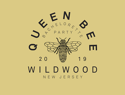 Queen Bee apparel bachelorette bee illustration shirt typography yellow