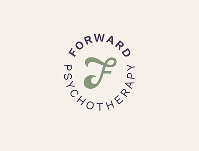 Forward Psychotherapy Seal cream graphic design green hand lettering psychology psychotherapy seal therapy type typography