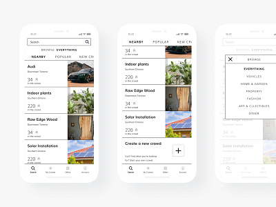 Marketplace - alt UI app concept cards ui