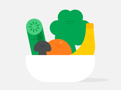 Mindful Eating broccoli character character design editorial food headspace healthyfood illustration karenyoojin mindful eating mindfulness minimal vegetables