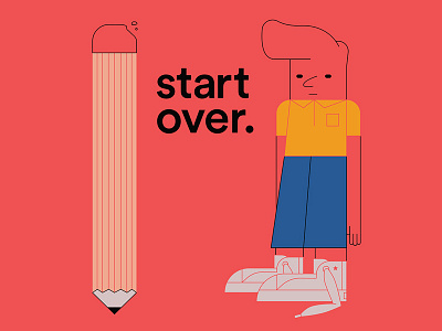 Start Over. character design graphic design illustration karenyoojin minimal pencil typography