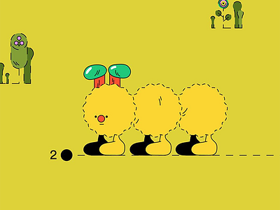 Connecting the dots bugs caterpillar character character design design flowers illustration minimal plants shapes texture