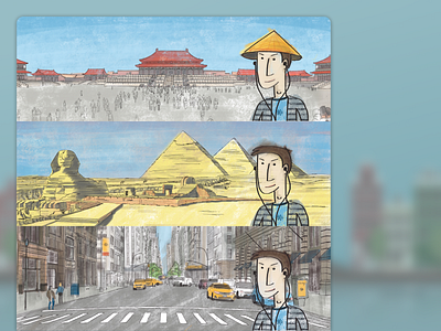 Illustrations for travelling app china handdrawing illustraion landscape nyc piramid travel