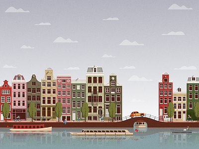 Amsterdam Canal Houses Illustration amsterdam architecture canal city gracht illustration netherlands street vector