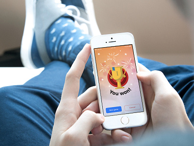 You Won Screen Mockup app checkers cup fireworks imessage ios iphone phone ui ux win win screen