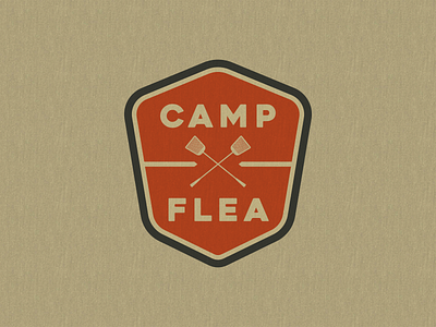 Camp Flea Primary Logo antique badge camp emblem flea fly logo mall market shield swatter vintage