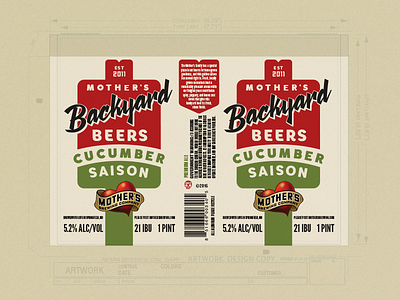 Mother’s Backyard Beers Label Dieline 1960s beer brewing can craft cucumber dieline label mothers saison tall boy vintage