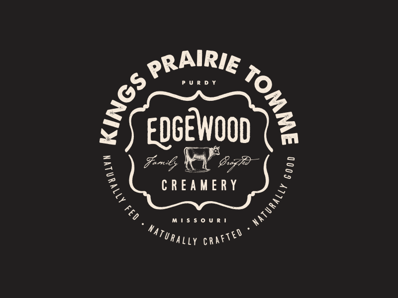 Edgewood Family Crafted Roundel Label Concept tomme prairie label cow logo agrarian agriculture missouri milk dairy cheese creamery
