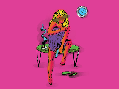 LATE adobe illustrator editorial art girl illustration literature photoshop pink smoking women