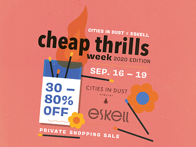 Cities in Dust x Eskell, Cheap Thrills 2020 Chicago adobe illustrator brand identity chicago design fashion illustration illustrator jewelry matches sale small business typography vector