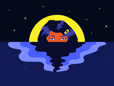 Girl Underwater adobe illustrator design fashion illustration illustrator moon ocean space stars universe vector water women