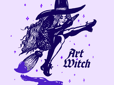 Art Witch adobe illustrator art halloween illustration illustrator inktober magic paint purple spooky typography vector weeklywarmup witch women