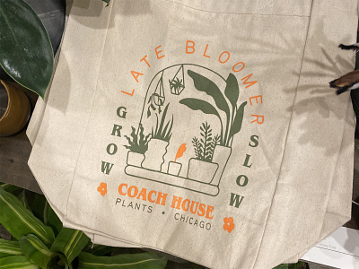 Coach House Plants, Chicago - Late Bloomer Tote adobe illustrator brand identity branding chicago design floral house plant illustration illustrator plants succulent typography vector