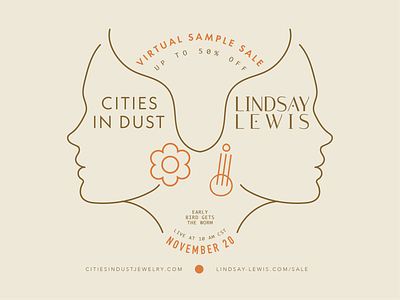 Cities In Dust + Lindsay Lewis | Jewelry Sample Sale Promo adobe illustrator branding design illustration illustrator logo typography vector