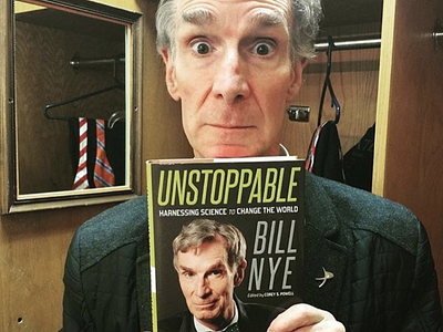 UNSTOPPABLE | Bill Nye bill nye book cover books carl sagan change cosmos publication science typography