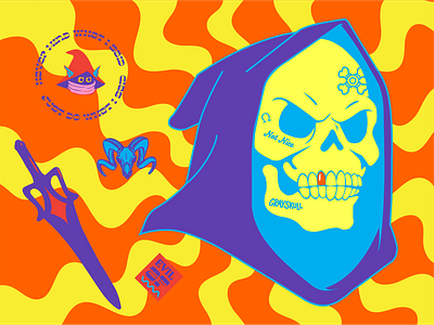 Lil Skeletor adobe illustrator cartoon hip hop illustration masters of the universe not nice skeletor sword tattoos typogaphy