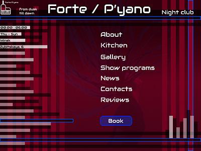 Night club site, shot night club piano red shot web design