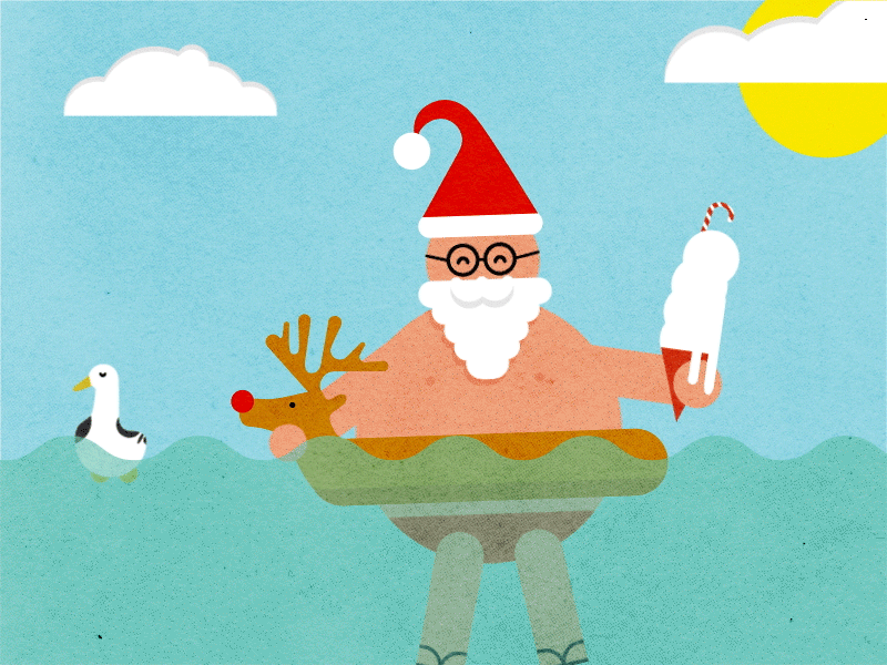 Christmas in Florida aftereffects animation beach christmas gif illustration santa seagull