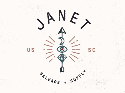 You Need Janet arrow diamond eye identity illustration lettering lockup logo mark symbol type vintage