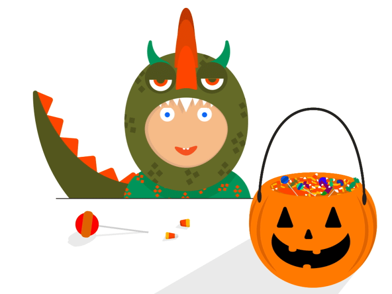 Happy Halloween! 2d animation candy costume dragon gif halloween loop