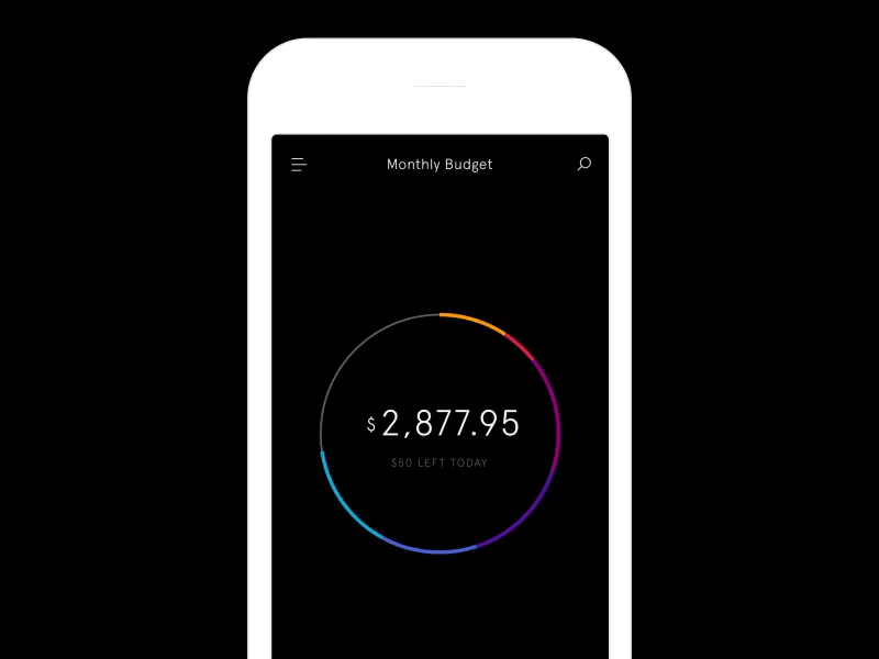 Allo Transition motion ux ui gif animation colors budget app transition