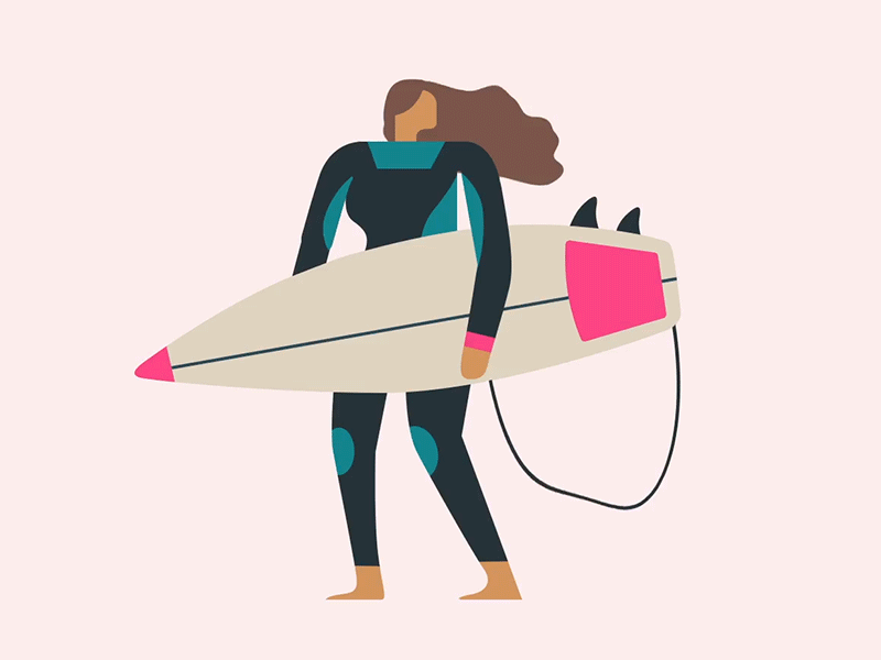 Life Goals animation calendar gif google illustration lady surfer