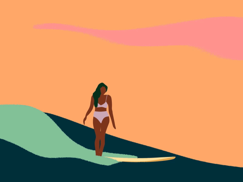 Surf life colors design girl illustration motion surf