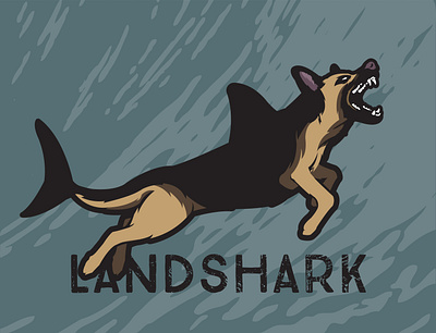 landshark animal canine design dog german shepherd illustration illustrator ocean police dog shark teeth vector water wolf