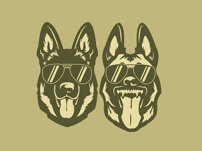 Good Cop Bad Cop animal belgian malinois design dog dogs german shepherd glasses logo police teeth vector wolf
