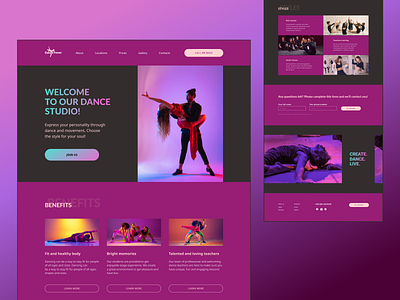 Dance Studio Website design ui ux