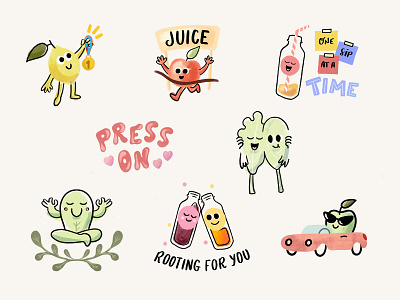 Stickers for drinking juice illustration juice plantbased procreate retail