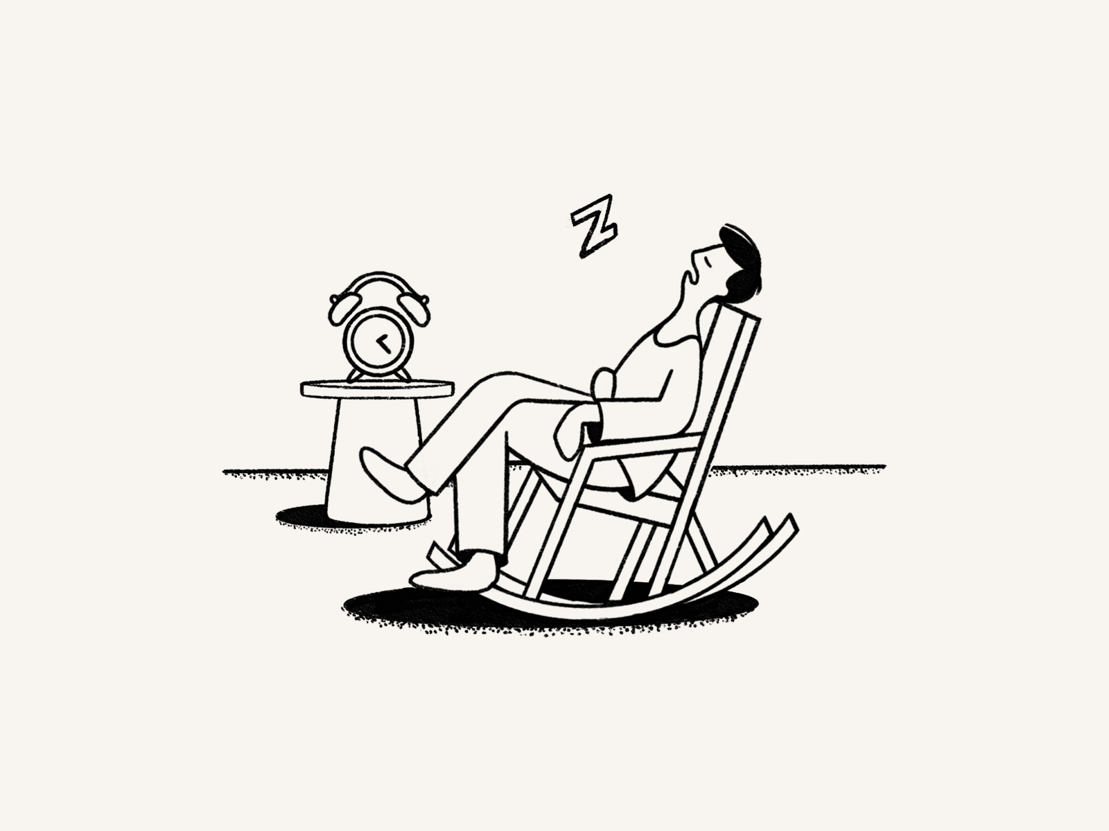 Taking a nap after lunch alarm break illustration lunch nap procreate rocking chair sleep sleeping snooze