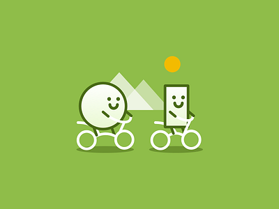 Let's Go Biking activity app bicycle biking friends geometry icon illustration nature outdoor social media social network