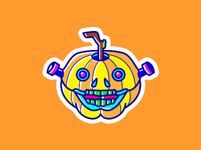 Trick or Treat! Mr. Pumpkin art bright colorful cute fall frankenstein halloween illustration inktober intober2018 pumpkin scary spooky sticker