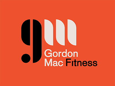 Gordon Mac Fitness Logo black fitness logo modern monogram orange trainer type typography