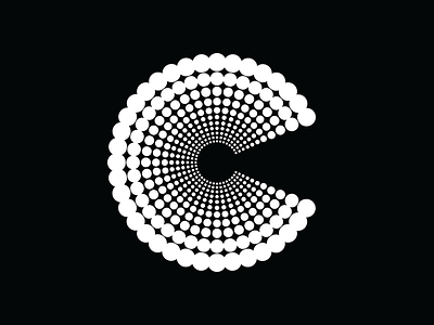 Type Experiment C black c circles concentric dots letters modern type typography white