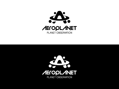 Black white aeroplanet logo branding design illustration logo