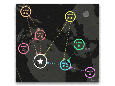 San Juan ETAs datadisplay ferries flights principle sanjuan uianimation