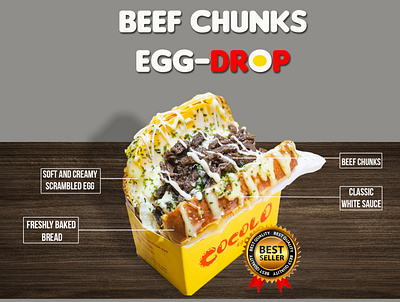 Egg-drop Beef Chunks branding graphic design