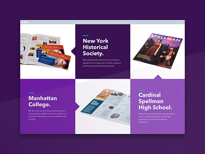 Project Grid agency case studies grid homepage purple