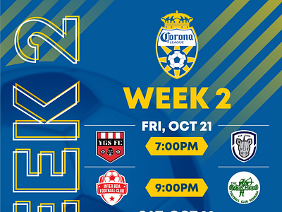 Bermuda Corona League week 2 match Schedule design graphic design