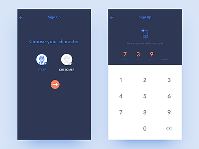 DailyUI - day01 - Sign Up app character sign up verification code