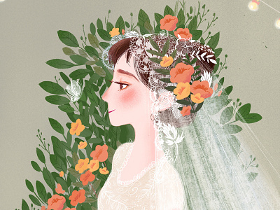 Wedding dress drawing illustration procreate