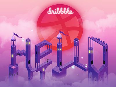 Hello, Dribbble! 2.5d design first first shot hello hello dribbble hi introduction invite invites monument valley thanks