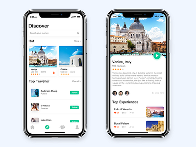 Travel App app card clean ios iphonex mobile photo product shadow travel ui ux