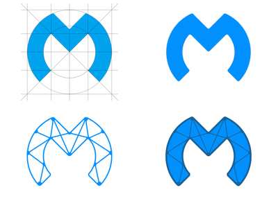 Letter M + social media mark blue brand golden ratio identity letter logo m mark monogram social typo typography